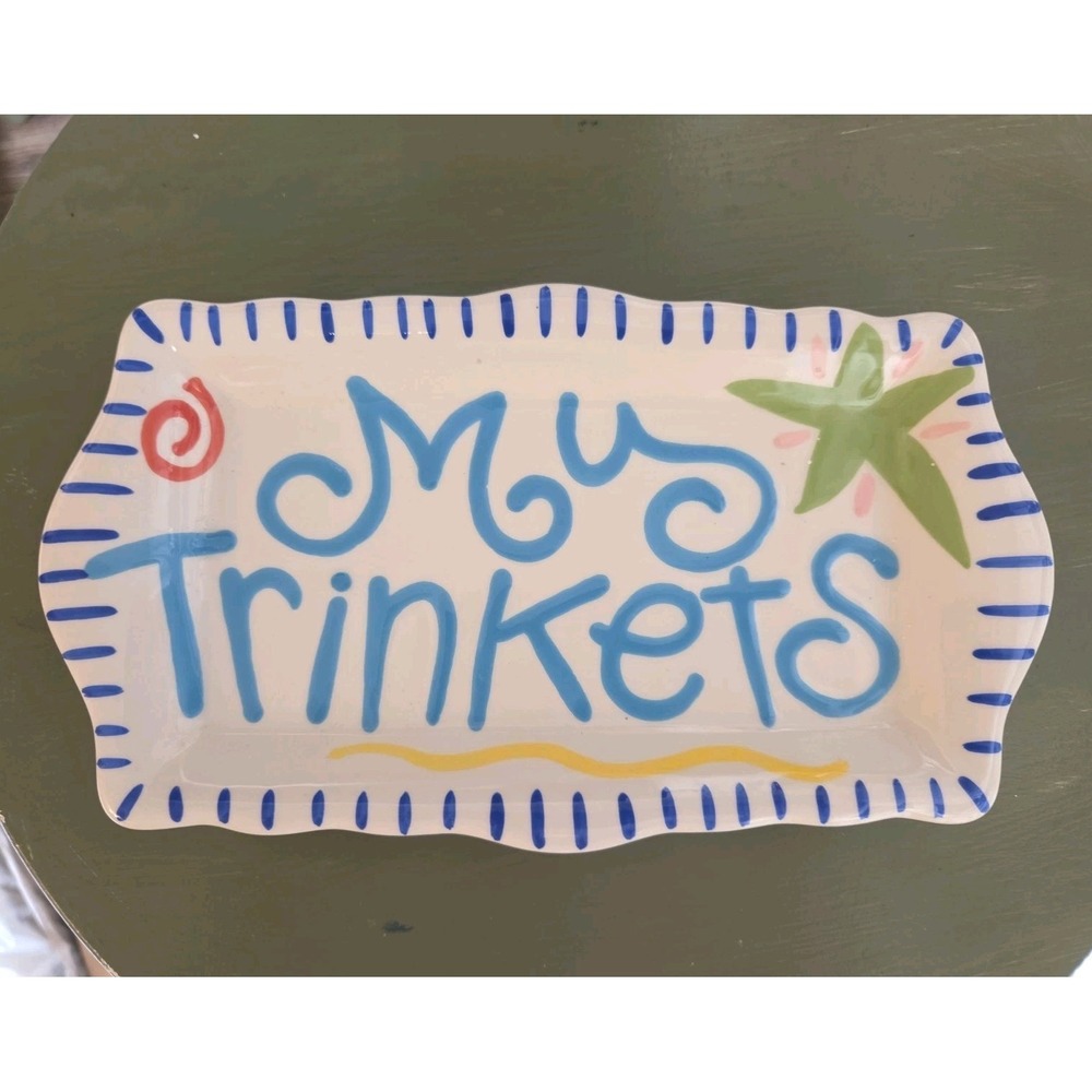 Coton Colors "My Trinkets"  Colorful Scalloped Edge Tray  8.75" × 4.85"